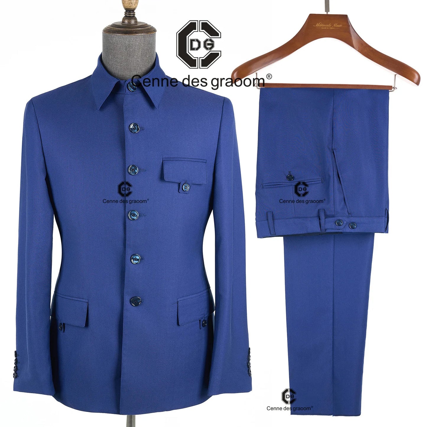 Safari men suit UK slim fit with square collar, lightweight fabric, ideal for business, travel, and daily wear.