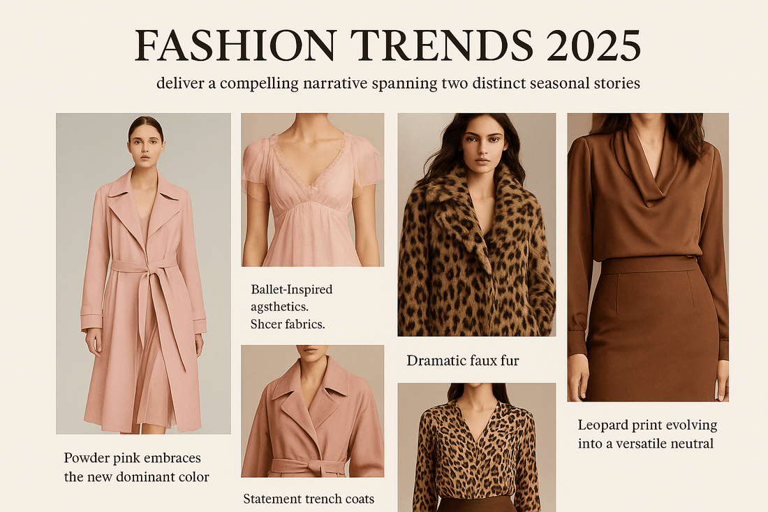 Fashion trends 2025 runway spring summer autumn winter powder pink faux fur leopard print sheer fabrics FTF Market UK style guide