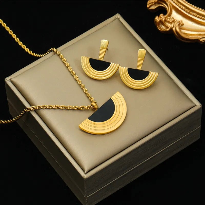 Elevate Your Style with the Trendy 316L Stainless Steel Geometric Jewelry Set from Ftfmarket.net - FTF Market