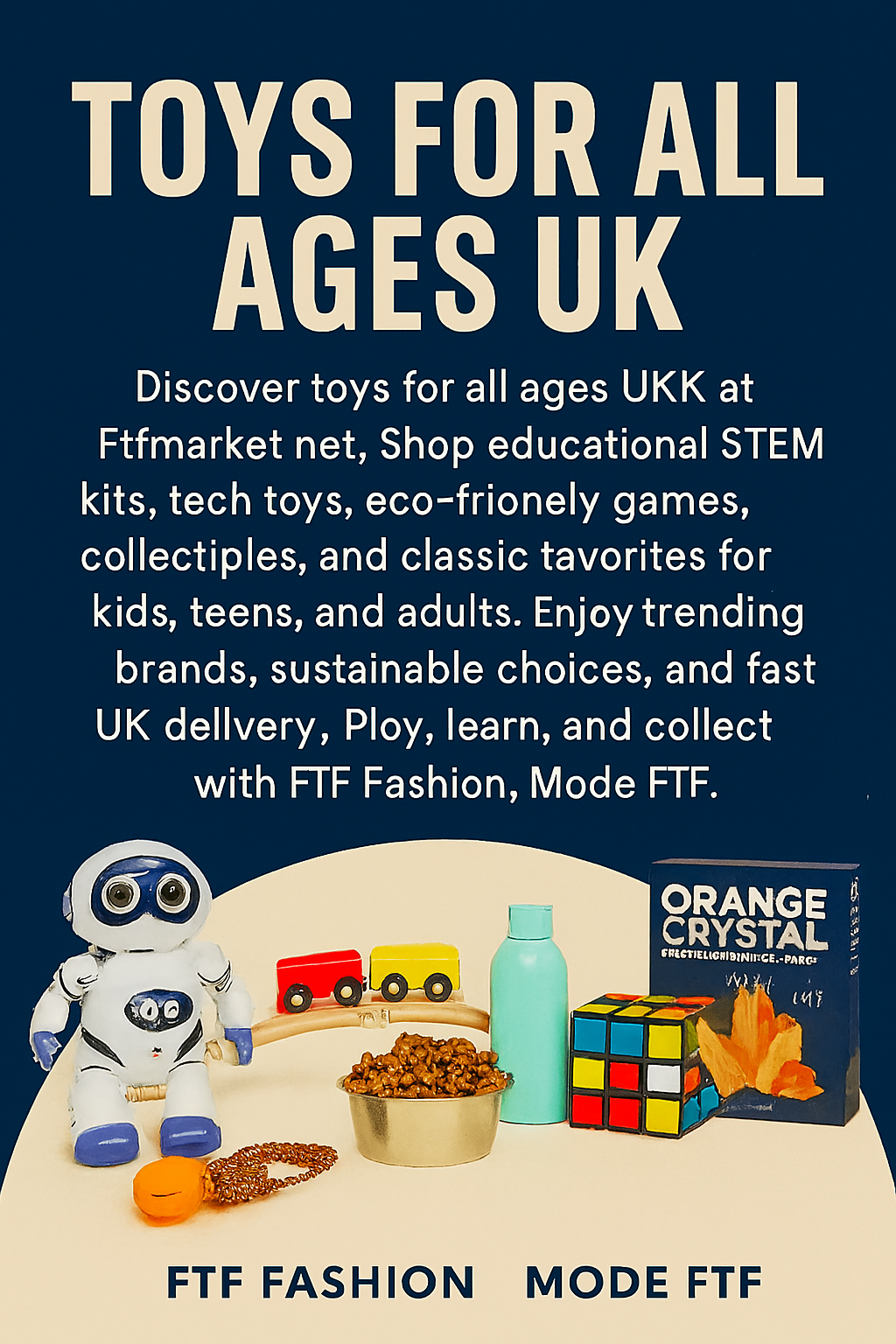Colorful assortment of toys for all ages including educational puzzles, action figures, and creative playsets available at Ftfmarket.net UK.