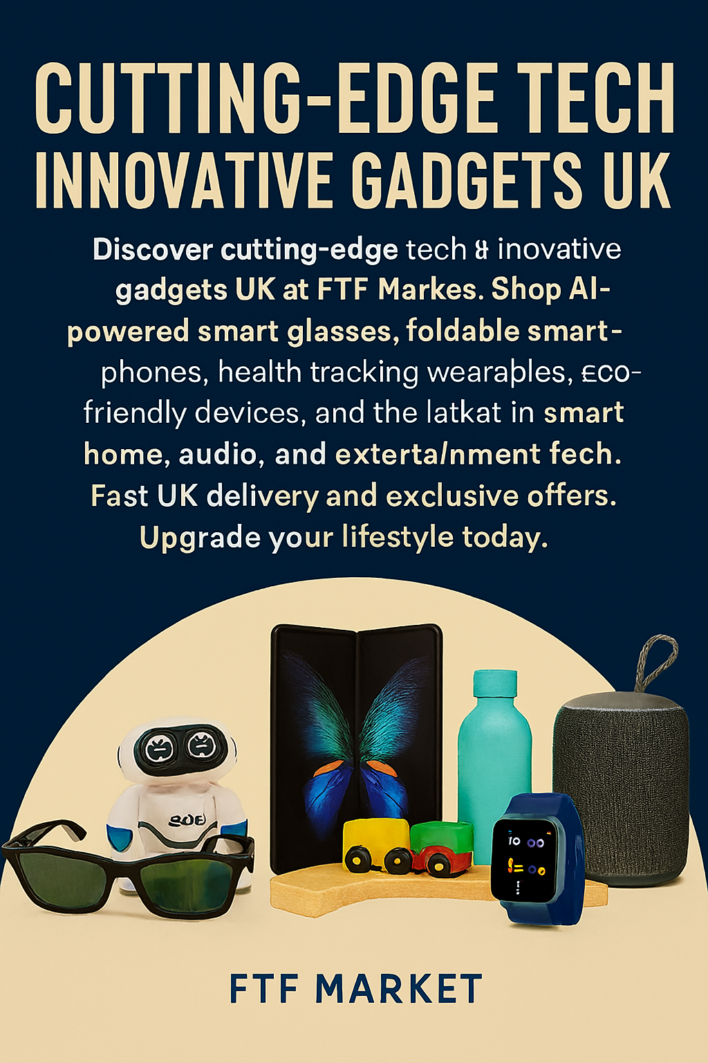 Cutting-edge tech & gadgets UK: AI smart glasses, foldable phones, wearables, eco devices. FTF Fashion, Mode FTF, fast UK delivery.