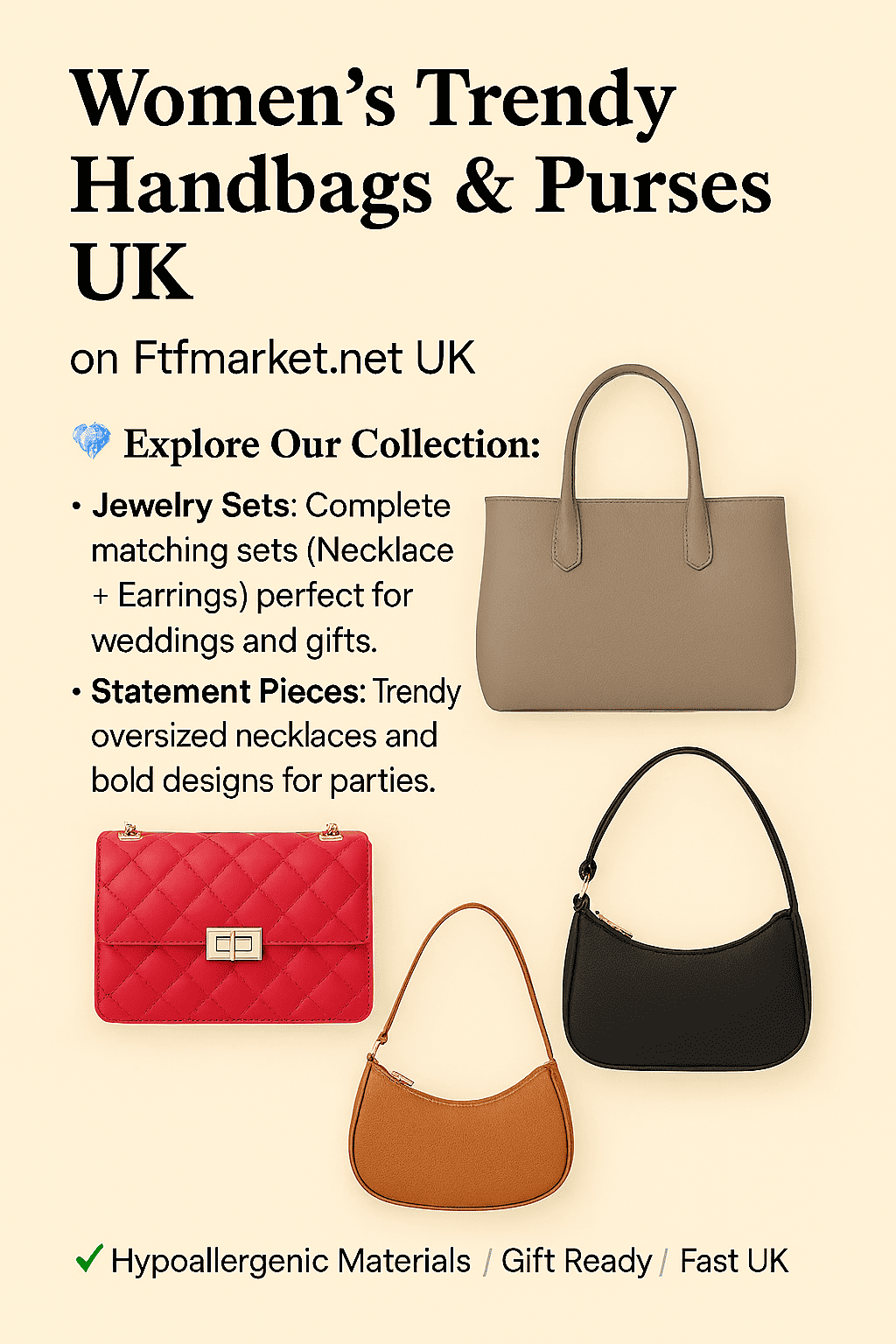 Bags purses UK designer totes clutches shoulder FTF Market women's collection