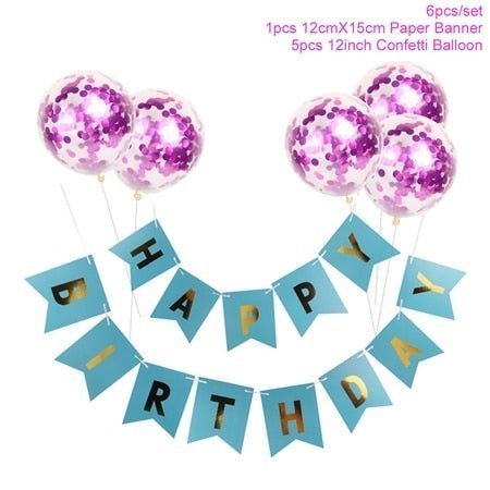 1set Happy Birthday Letter Banner Confetti Balloons - FTF Market