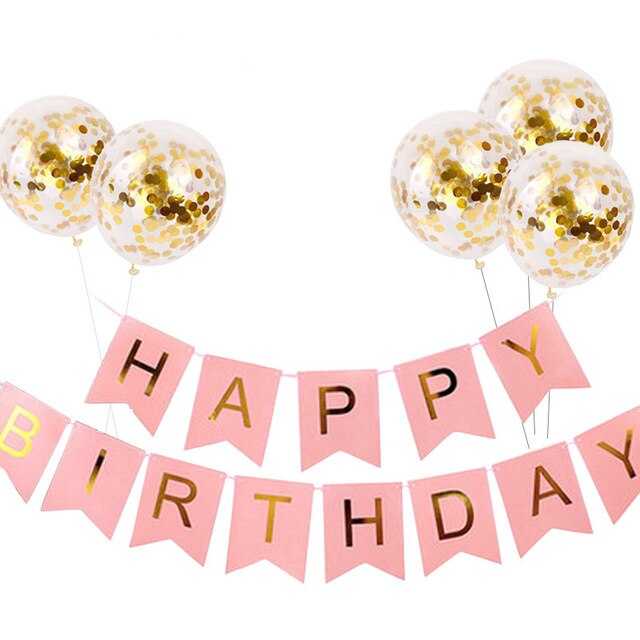 1set Happy Birthday Letter Banner Confetti Balloons - FTF Market