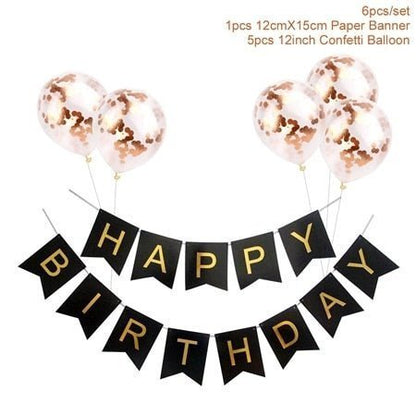 1set Happy Birthday Letter Banner Confetti Balloons - FTF Market