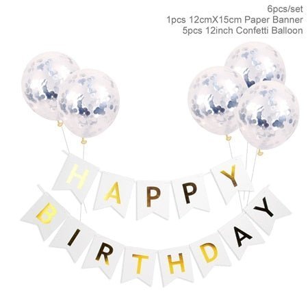 1set Happy Birthday Letter Banner Confetti Balloons - FTF Market