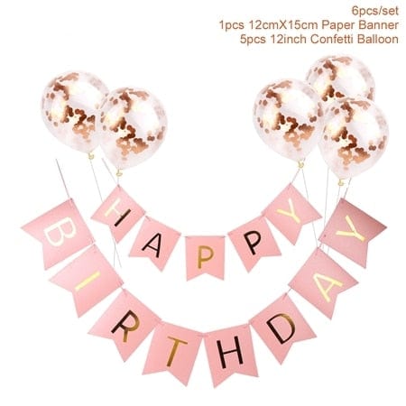 1set Happy Birthday Letter Banner Confetti Balloons - FTF Market