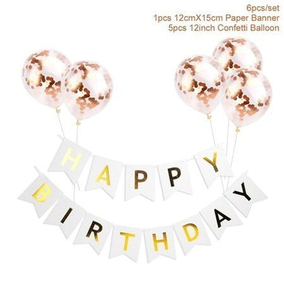 1set Happy Birthday Letter Banner Confetti Balloons - FTF Market