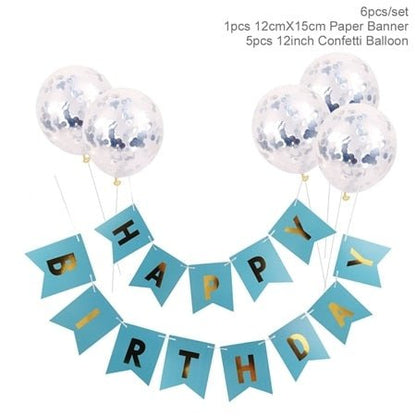 1set Happy Birthday Letter Banner Confetti Balloons - FTF Market