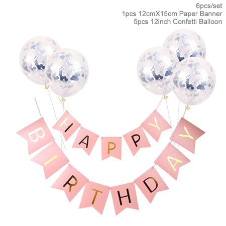 1set Happy Birthday Letter Banner Confetti Balloons - FTF Market