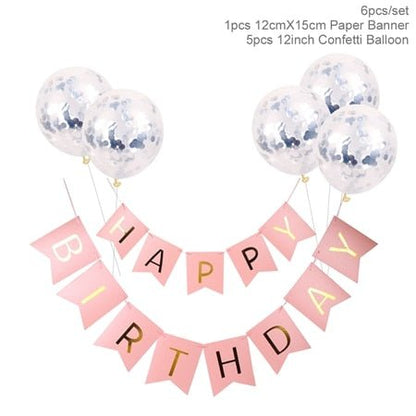 1set Happy Birthday Letter Banner Confetti Balloons - FTF Market