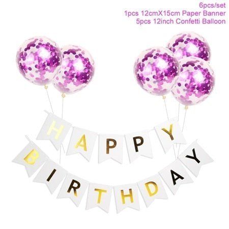 1set Happy Birthday Letter Banner Confetti Balloons - FTF Market