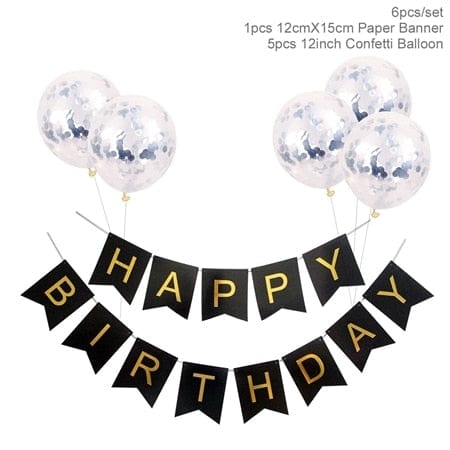 1set Happy Birthday Letter Banner Confetti Balloons - FTF Market