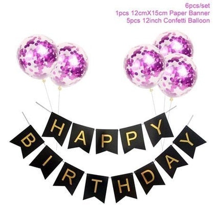 1set Happy Birthday Letter Banner Confetti Balloons - FTF Market