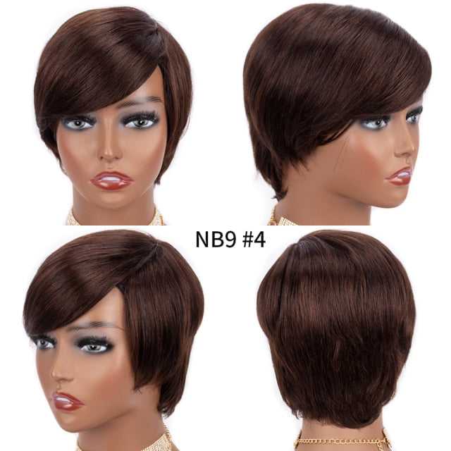 NEOBEAUTY 8-inch Straight Human Hair Bob Wig for Women