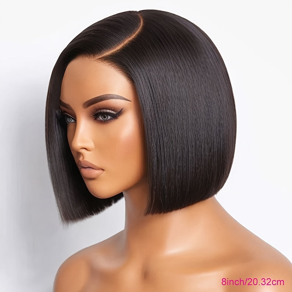 Chic Short Straight Bob Wig with HD Transparent Lace Front, 13x4 Human Hair, Side Parted, 150% Density. Natural color, breathable, comfortable. Embrace ftf fashion and mode ftf. Chic Bob Wig 13x4 HD – Sleek bob cut with HD lace, high-quality materials, perfect for any occasion. Available on FTFmarket.net, fast delivery in the UK. Stay fashionable with FTF Fashion.