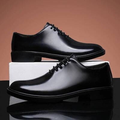Men's black Derby dress shoes lace-up formal work uniform UK plus sizes FTF Market