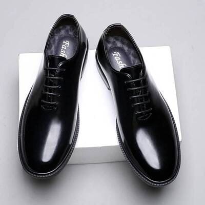Men's black Derby dress shoes lace-up formal work uniform UK plus sizes FTF Market