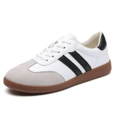 White/black Colorblock cushioned tongue sneakers ladies FTF Market UK
