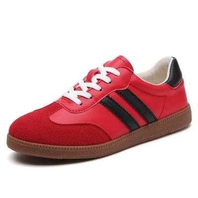 Red/black Colorblock cushioned tongue sneakers ladies FTF Market UK