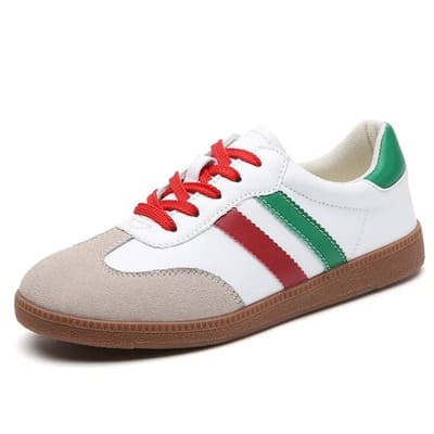  White/green/red Colorblock cushioned tongue sneakers ladies FTF Market UK