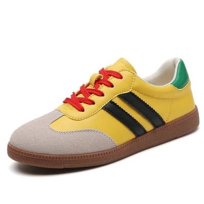  Yellow/black Colorblock cushioned tongue sneakers ladies FTF Market UK