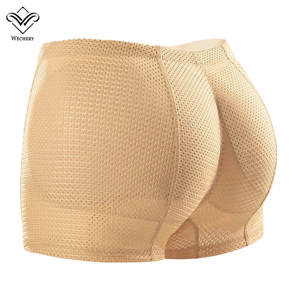 Beige shapewear shorts on a white background with 'Wecerry' brand logo.