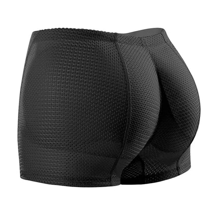 Black compression shorts with textured pattern on a white background