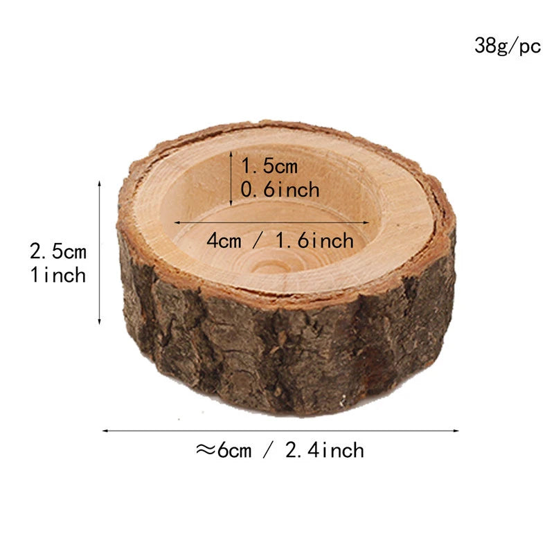 Wooden log slice with measurements and weight information on a white background