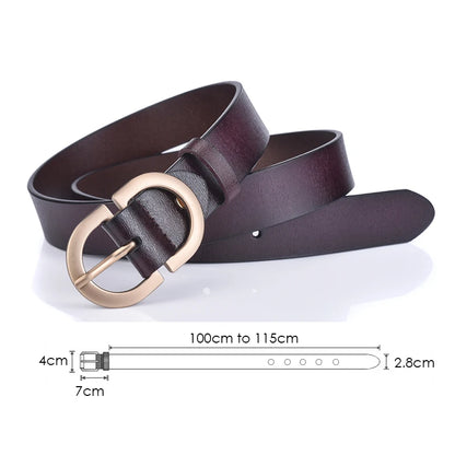 Genuine leather belt women brown golden buckle UK — FTF Market