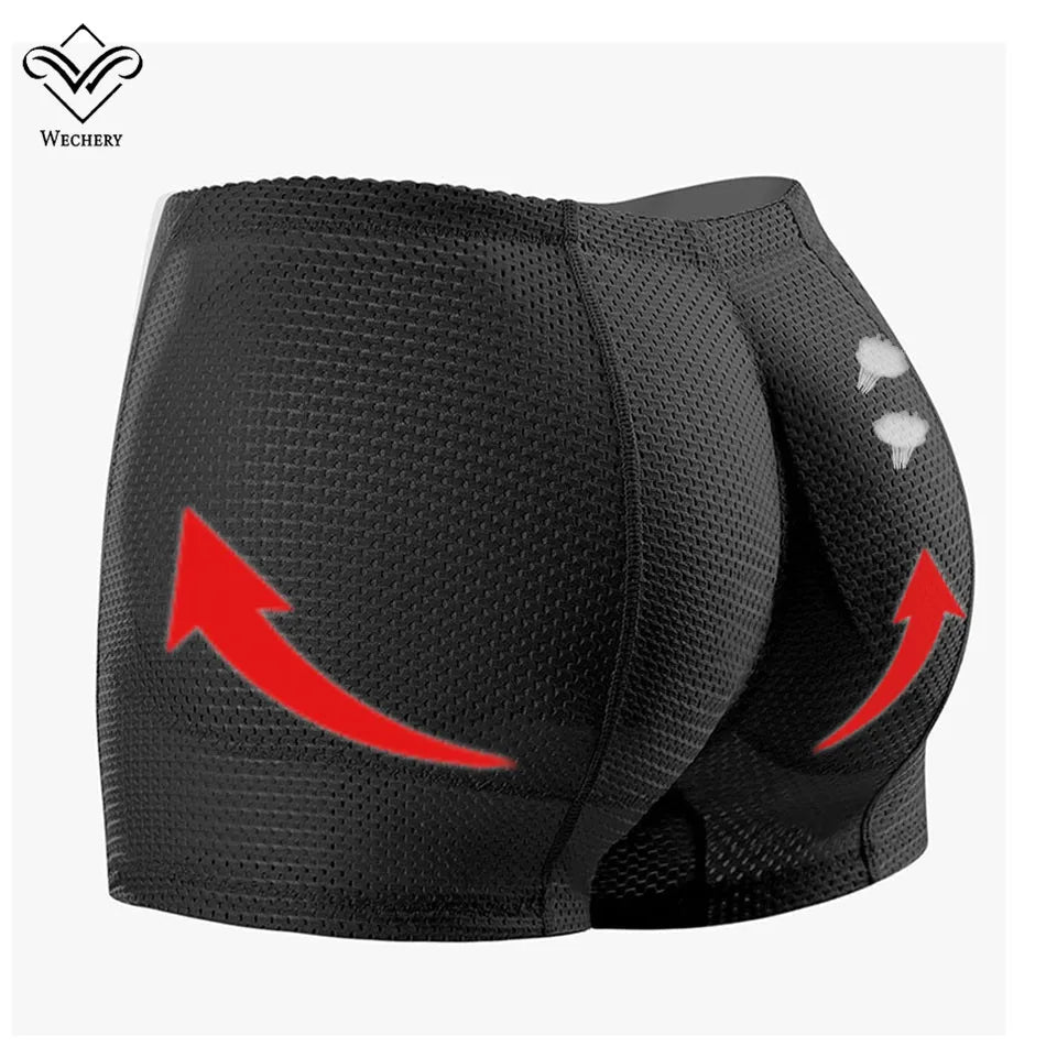 Black compression shorts with red arrows and white heart symbols on a white background, featuring the Wecerry brand.