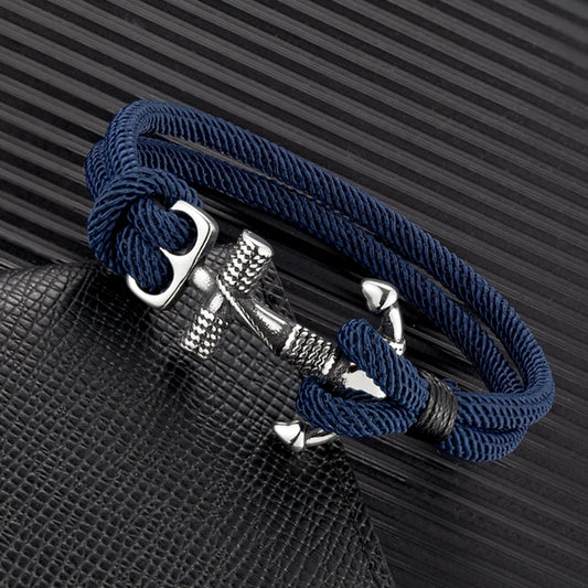 Waterproof double-strand nautical rope anchor bracelet with stainless steel buckle for men and women