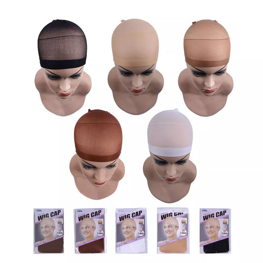 WASIG 2-Pack Nylon Stretch Mesh Wig Caps in multiple colors