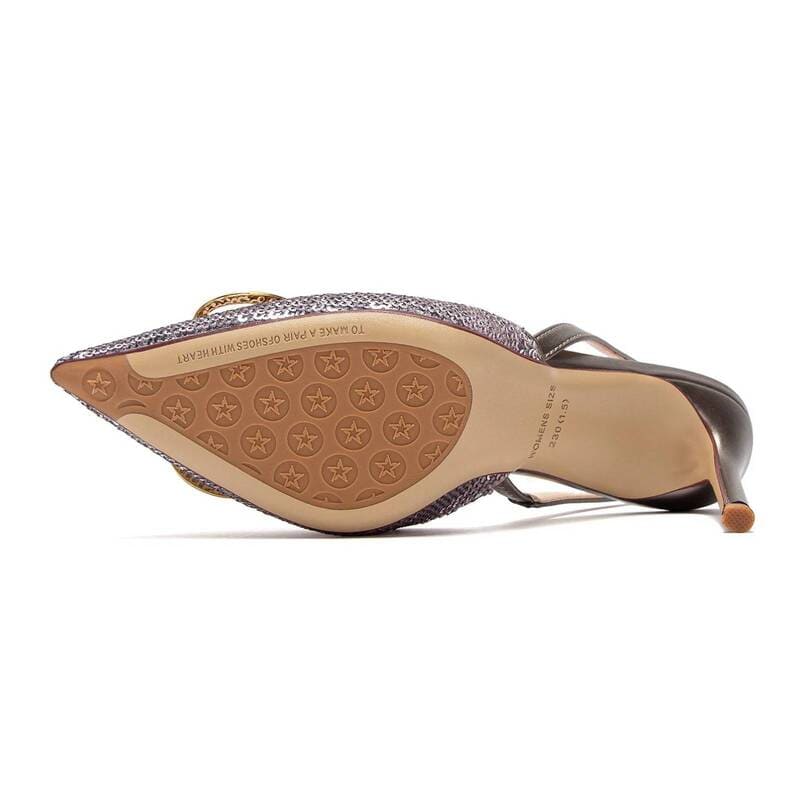 Silver stiletto heels pointed toe glittery pumps FTF Market UK