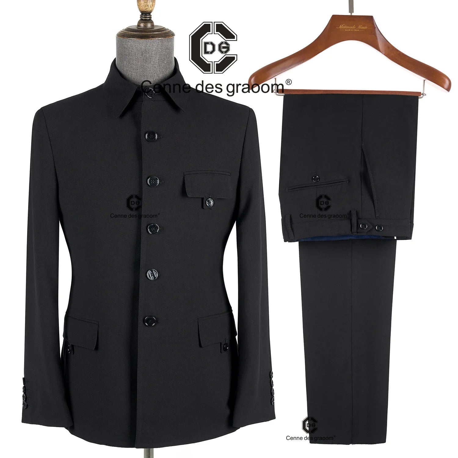 Safari men suit UK slim fit with square collar, lightweight fabric, ideal for business, travel, and daily wear.