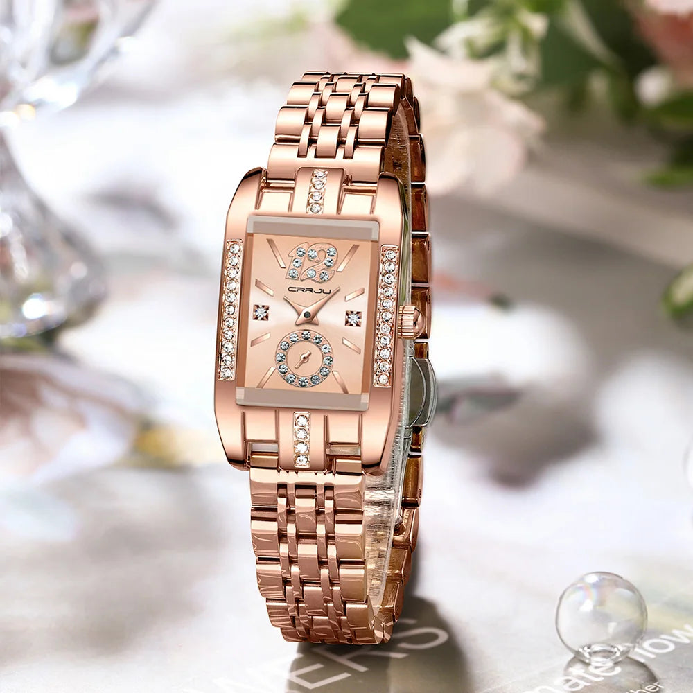 Women's Elegant Rhinestone Quartz Wristwatch - Fashionable Timepiece