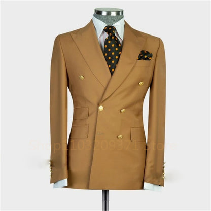 2024 Men's slim-fit double-breasted solid color blazer for casual and formal wear