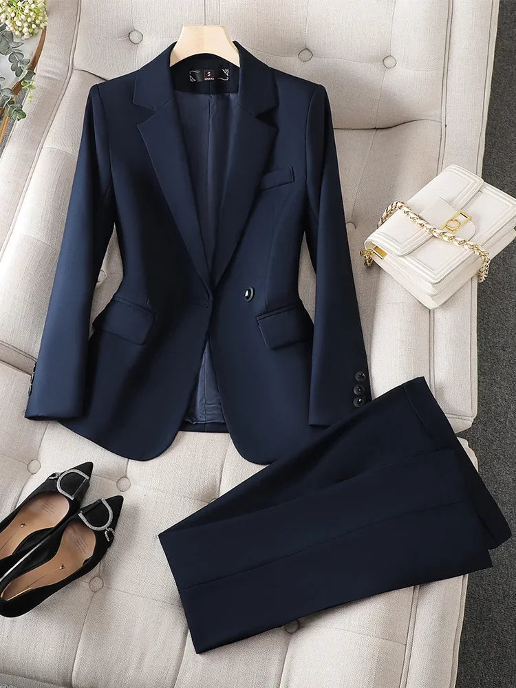 Navy blazer suit set career wear women uk-ftf