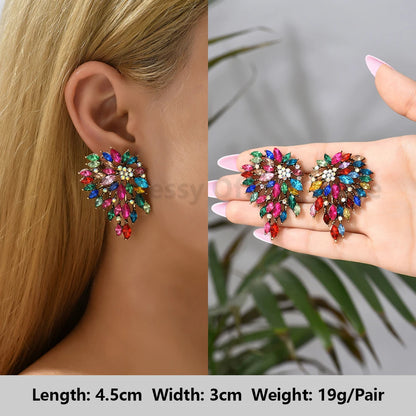 Colorful Series Shiny Rhinestone Big Stud Earrings, luxury round fashion jewelry, 2025 trend, women, party accessories, gift. 
Shiny rhinestone studs, colorful earrings, luxury jewelry, 2025 trend, women's accessories, party earrings, fashion jewelry, gift, ftf fashion, mode ftf, FTF Market UK