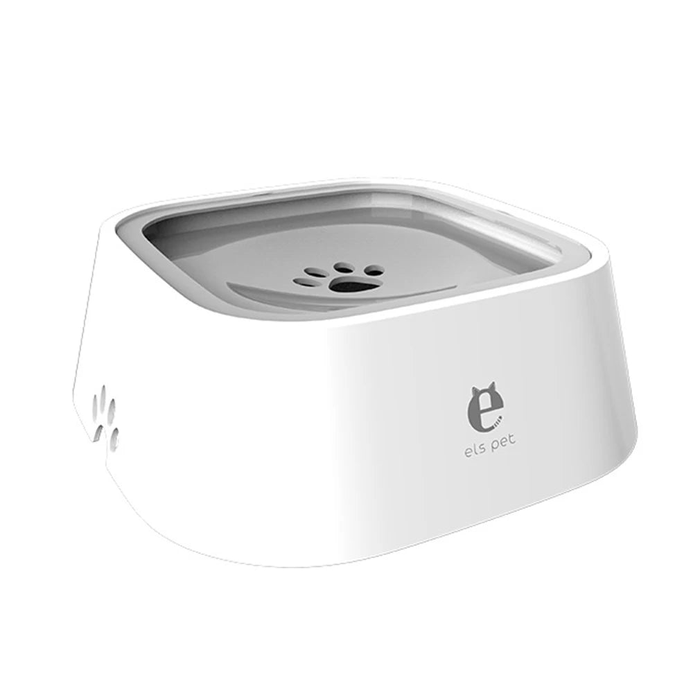 Pet water fountain with paw print design on a white background