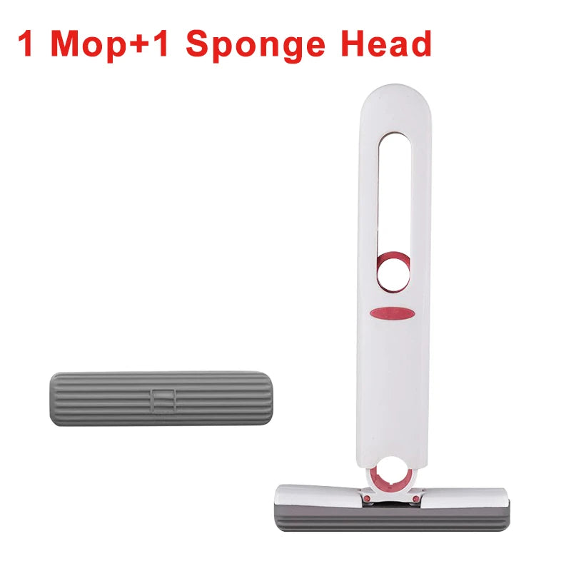 Mop with sponge head on a white background. Portable mini mop with microfiber sponge head and self-squeeze pole. Perfect for multiple surfaces, compact design, easy to use. Fast UK shipping.