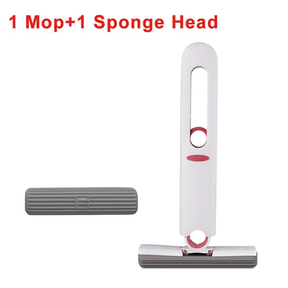 Mop with sponge head on a white background. Portable mini mop with microfiber sponge head and self-squeeze pole. Perfect for multiple surfaces, compact design, easy to use. Fast UK shipping.