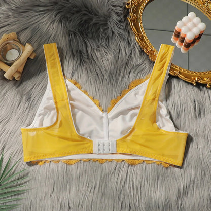 Women's Plus Size Lace Bra – Wire-Free Push-Up Full Cup