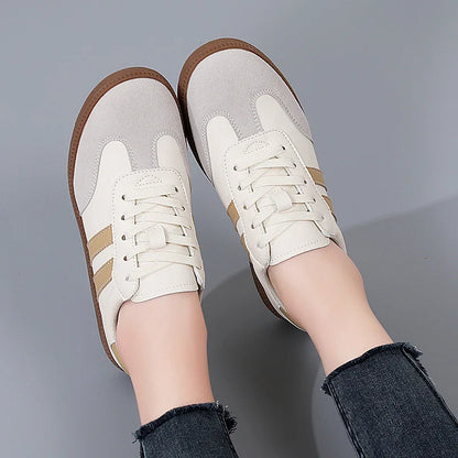 Stylish Women's Retro Low Cut Sneakers in Grey and White