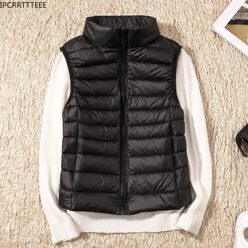 2023 New Women Sleeveless Slim Ultra Light Down Jacket, portable, lightweight vest, windproof, warm waistcoat, women's gift, ftf fashion, Ultra Light Down Jacket, sleeveless women's jacket, slim fit jacket, portable lightweight vest, windproof warm waistcoat, women's fashion, autumn winter wear, lightweight women's vest, cozy winter jacket, fashionable winter vest, women's outerwear, ftf fashion