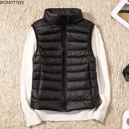 2023 New Women Sleeveless Slim Ultra Light Down Jacket, portable, lightweight vest, windproof, warm waistcoat, women's gift, ftf fashion, Ultra Light Down Jacket, sleeveless women's jacket, slim fit jacket, portable lightweight vest, windproof warm waistcoat, women's fashion, autumn winter wear, lightweight women's vest, cozy winter jacket, fashionable winter vest, women's outerwear, ftf fashion