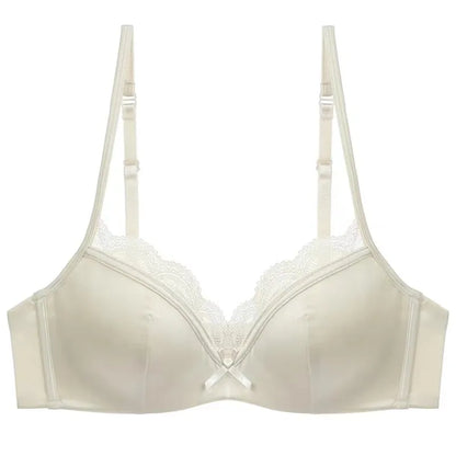 Champagne push-up bra only — wire-free lace scalloped cup women's lingerie UK