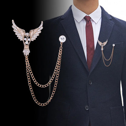 Elegant rhinestone lapel pins for men and women. Tassel, crown, floral pins for suits, collars, weddings, parties. Zinc alloy metal, classic style.