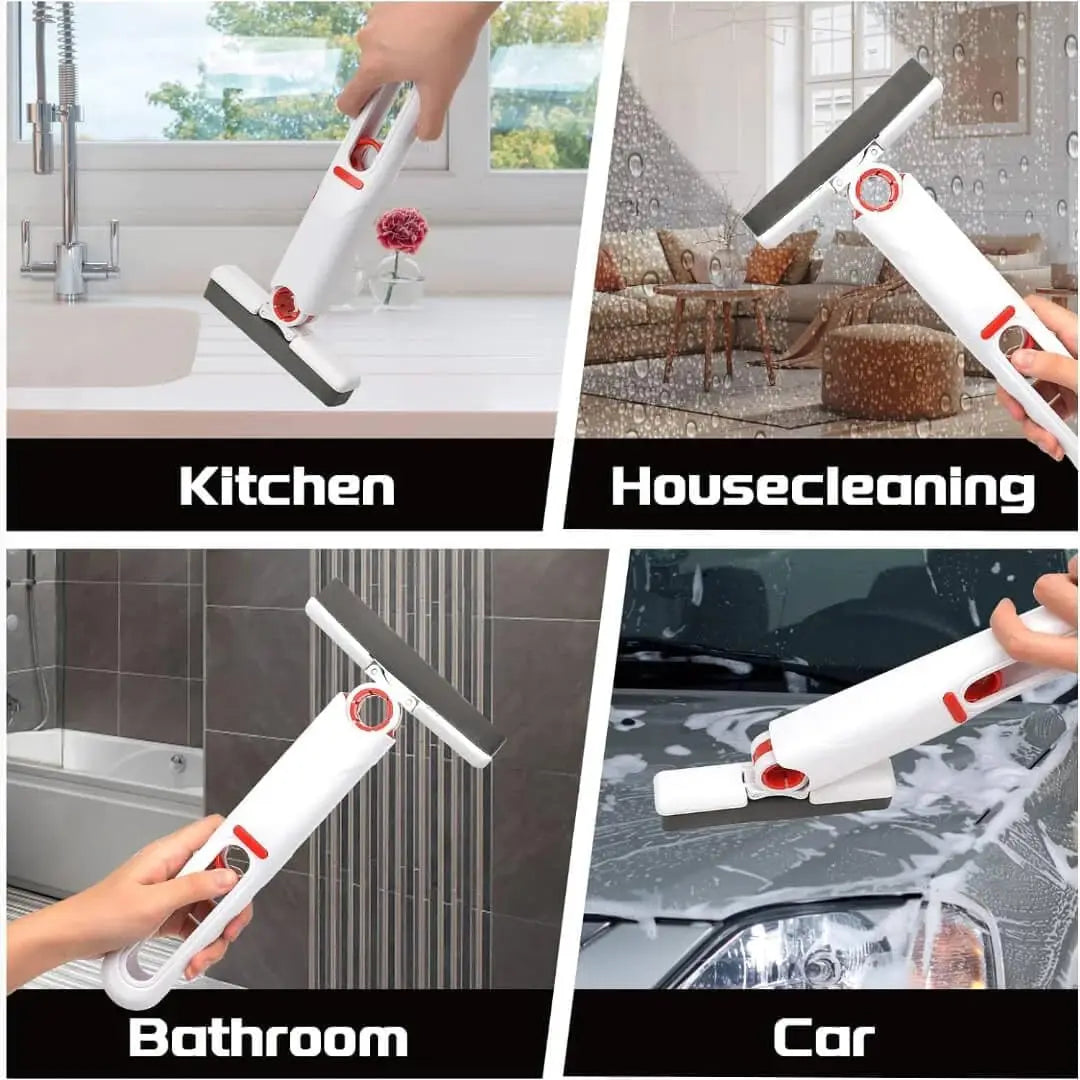 Multifunctional cleaning tool used in kitchen, housecleaning, bathroom, and car settings. Portable mini mop with microfiber sponge head and self-squeeze pole. Perfect for multiple surfaces, compact design, easy to use. Fast UK shipping.