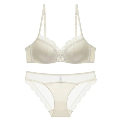 Champagne push-up bralette and panty set — wire-free lace trim lingerie women UK